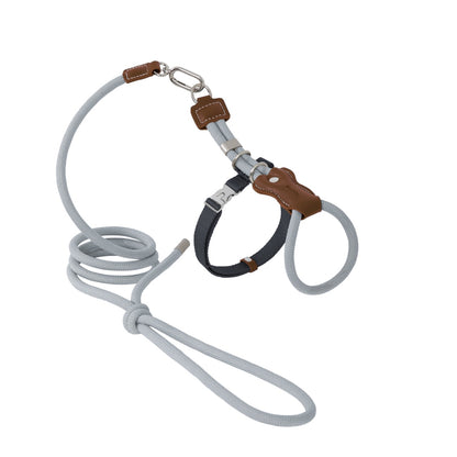 Leather round rope cat chest and back traction set
